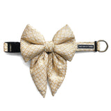White Gold Dog Festive Bow Tie - Festive -Wedding Dog Bowtie Collar