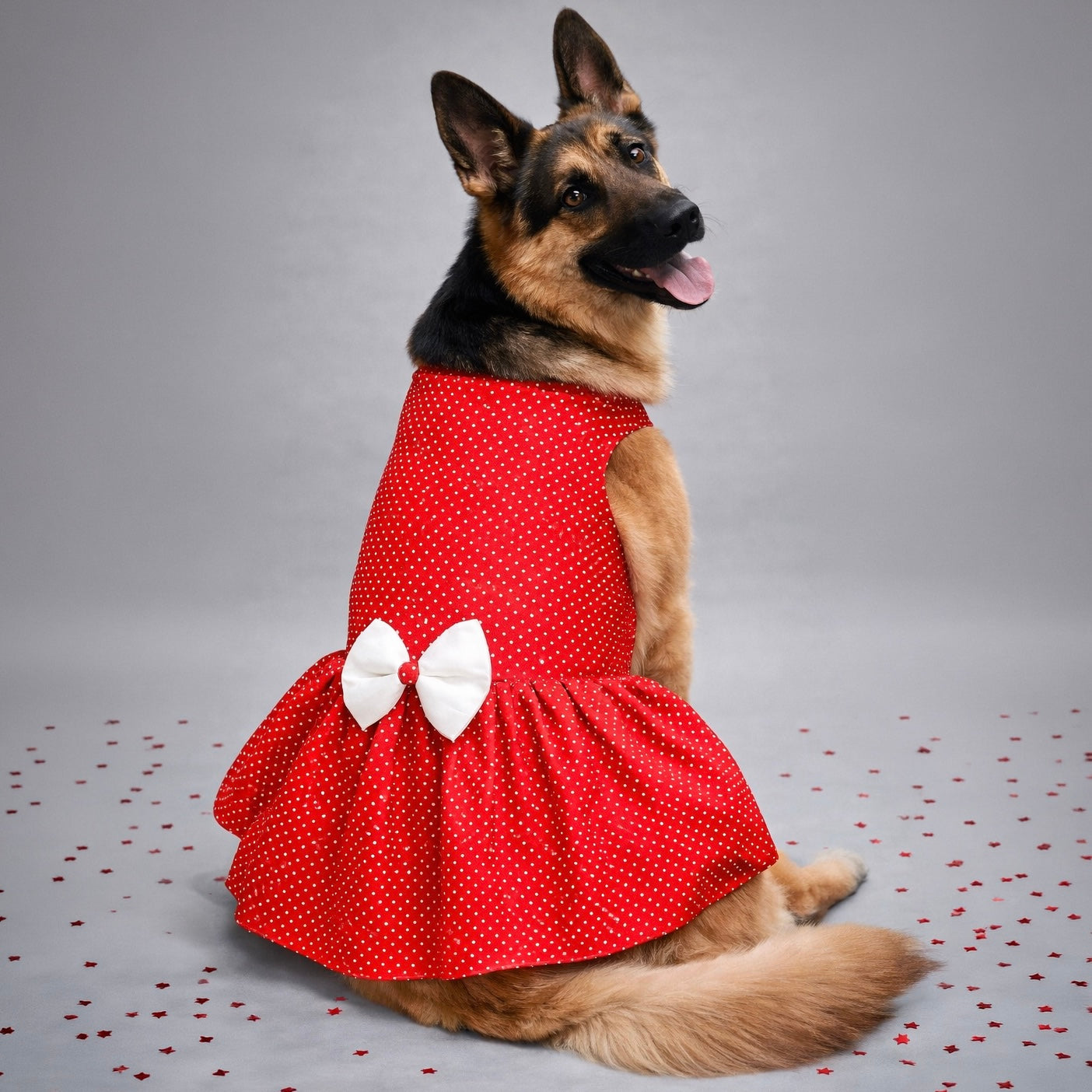 Retro Polka Dog Dress - Red That Dog In Tuxedo Retro Polka Dog Dress - Red That Dog In Tuxedo
