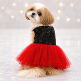 Cocktail Party Dog Dress Black/Red - Custom Tailored