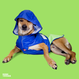 High on Dogs Full Coverage Colorburst Puddle Dog Raincoat - Neon/Blue