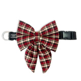 Christmas Holiday Plaid Sailor Bow Tie with Collar That Dog In Tuxedo