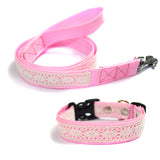 Dog Lace Collar and Leash Set - Pink