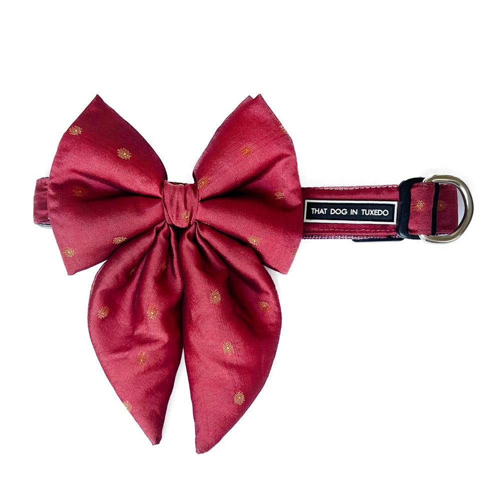Pink Silk Sailor Bow Tie with Collar That Dog In Tuxedo