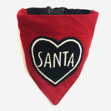 Heart Personalised Name Dog Embroidered Bandana - Red