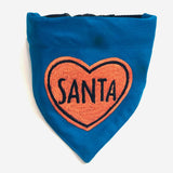 Heart Personalised Name Dog Embroidered Bandana - Blue thatdogintuxedo